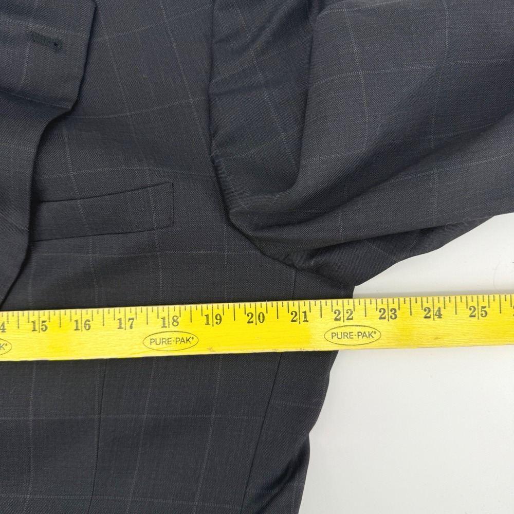 Jos A Bank Blazer Windowpane 40L Charcoal Grey Signature Tailored Fit Wool Plaid - Picture 6 of 7